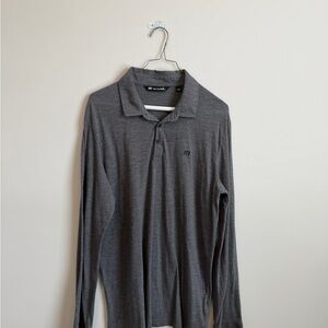 Travis Mathew Men's Gray Long Sleeve Polo Shirt - Large